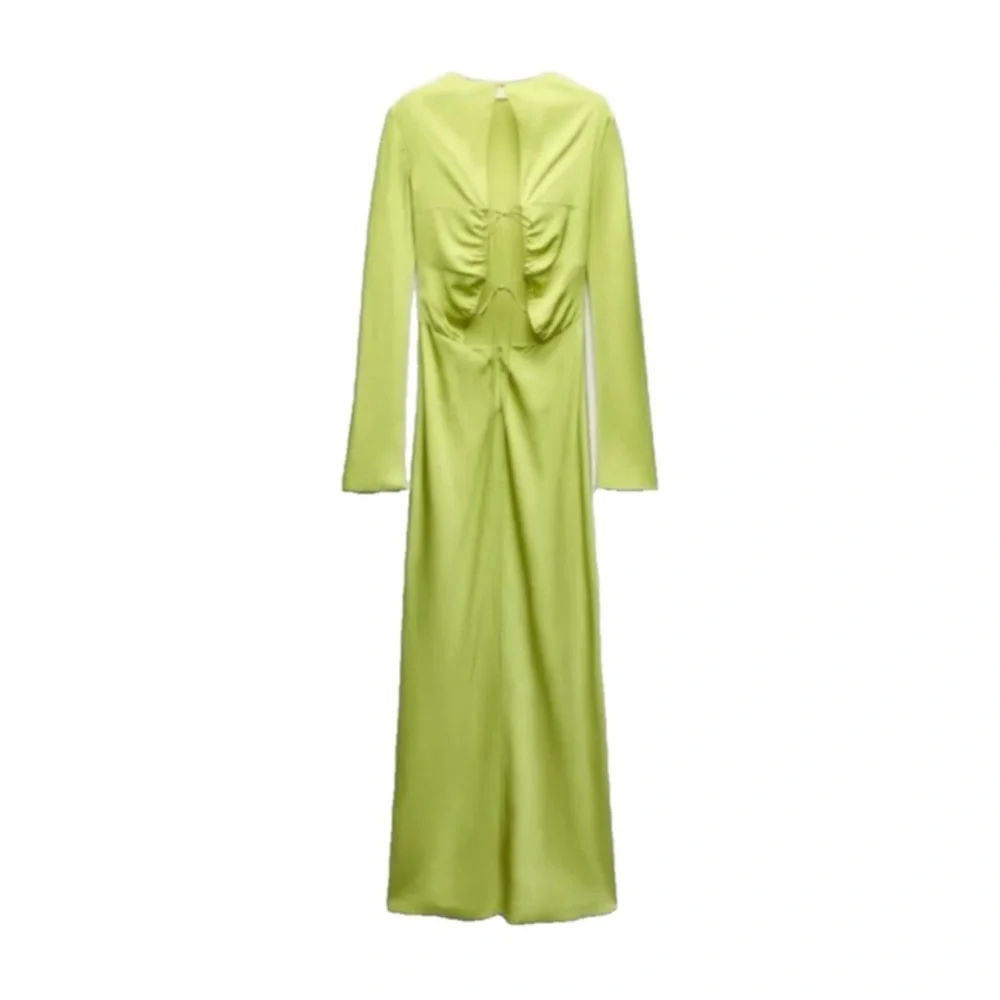 Zara Satin Effect Long Sleeve Maxi Dress